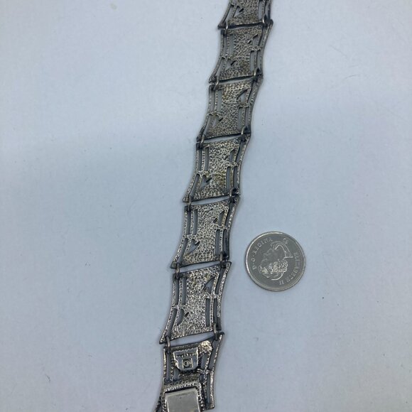 Vtg 1960 DARVEAU pewter modernist minimalist brutalist bracelet - Picture 3 of 7